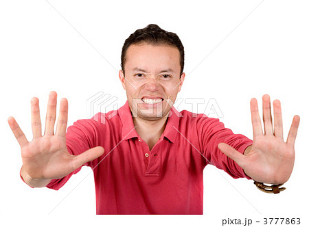 Casual man pushing something in front 3777863
