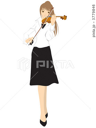ヴァイオリンを弾く女性のイラスト素材
