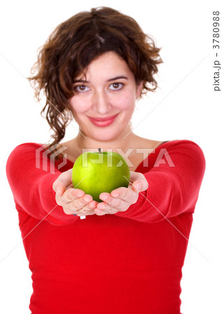 girl holding a green apple - diet series girl holding a green apple - diet series 3780988