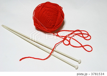 赤い毛糸の写真素材