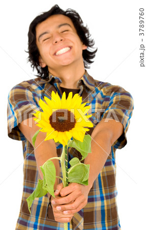 happy man givng a sunflower 3789760