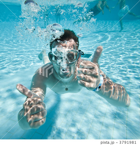 man floats in pool 3791981
