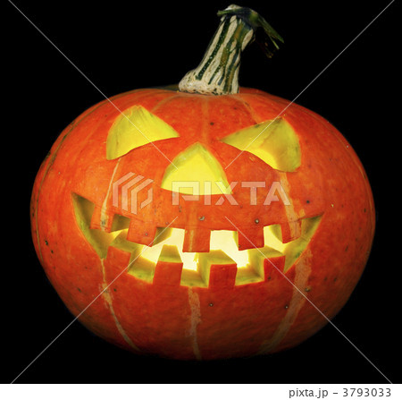 scary old jack-o-lantern on black. 3793033