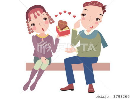 彼女にチョコをもらう青年 彼女にチョコをもらう青年 3793266