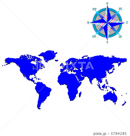 blue world map with wind rose 3794285