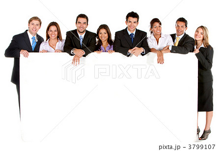 Business group with  banner 3799107