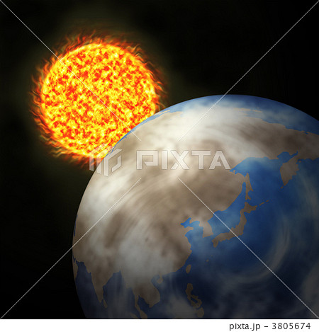 太陽と地球のイラスト素材