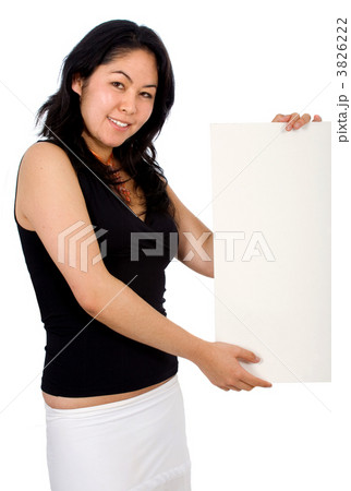 asian woman holding a banner 3826222