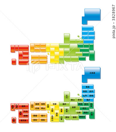 カラフルな日本列島の略地図のイラスト素材 3828967 Pixta