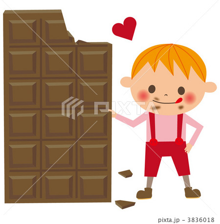 チョコレートと男の子のイラスト素材