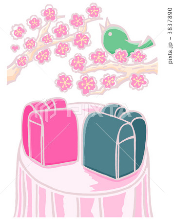 テーブル　ランドセル　桜　ウグイスイメージ 3837890