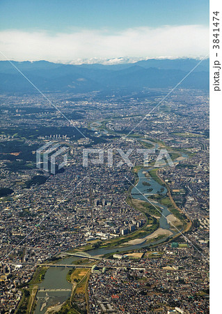 東京武蔵野・多摩地域を臨む空撮 3841474