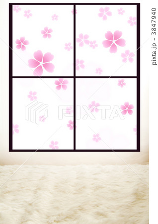 窓から見える桜のイラスト素材 窓から見える桜のイラスト素材