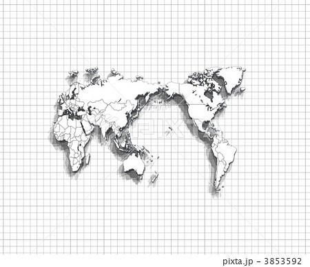 世界地図 白地図 国境表示のイラスト素材 3853592 Pixta