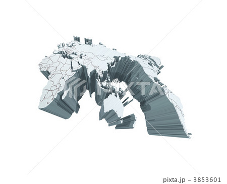 シルバー世界地図・白地図・国境表示 3853601