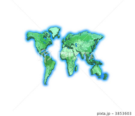 緑の世界地図 国境表示のイラスト素材 3853603 Pixta