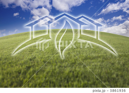 Green House Ghosted Over Fresh Grass and Sky 3861936