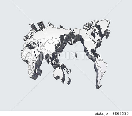 立体世界白地図 国境表示のイラスト素材