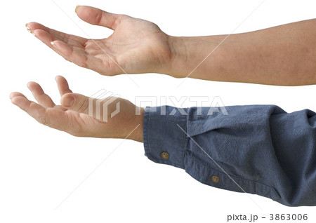 Man's and Woman's hand with palm out. 3863006