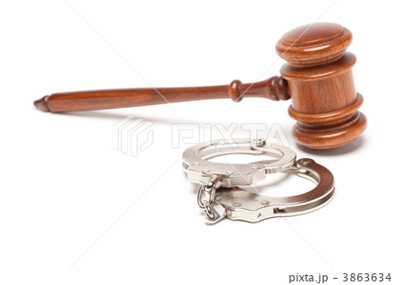 Gavel and Handcuffs on White Gavel and Handcuffs on White 3863634
