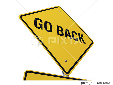 Yellow Go Back Road Sign Isolated on White 3863808