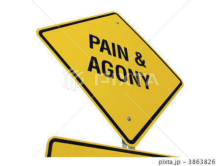 Yellow Pain and Agony Road Sign Isolated on White Yellow Pain and Agony Road Sign Isolated on White 3863826