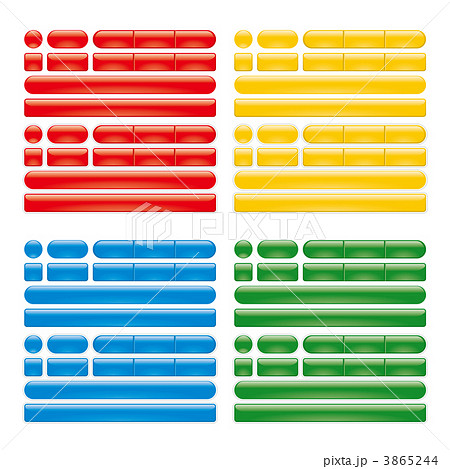 ウェブボタンセット赤黄青緑のイラスト素材