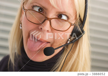 Attractive Businesswoman with Phone Headset 3866052