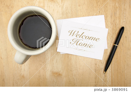 Welcome Home Note Card, Pen and Coffee 3869091