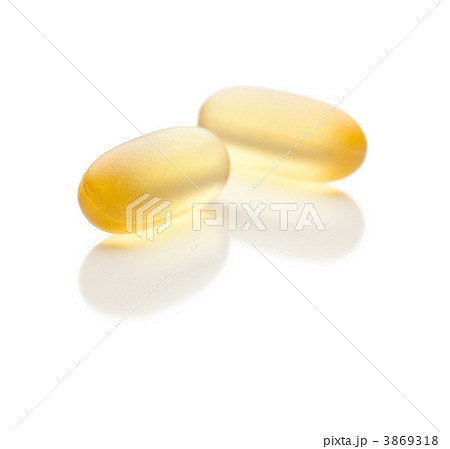 Omega 3 Fish Oil Supplement Capsules on White 3869318