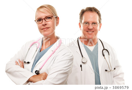 Smiling Male and Female Doctors or Nurses 3869579
