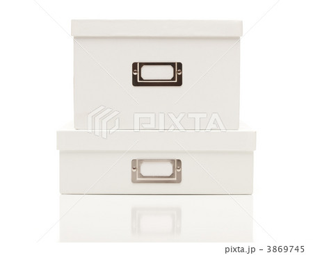Stacked Blank White File Boxes with Lids on White Stacked Blank White File Boxes with Lids on White 3869745