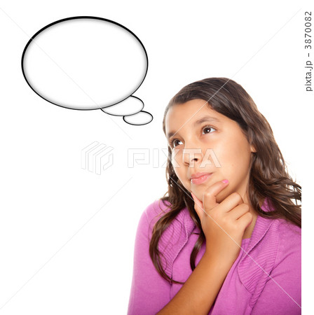 Hispanic Teen Aged Girl with Blank Thought Bubble 3870082