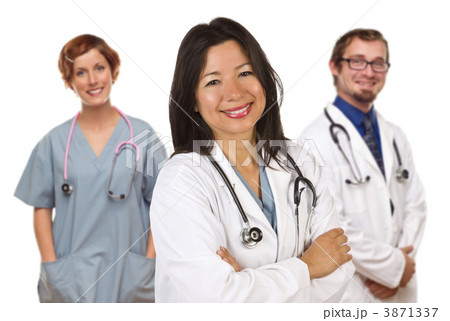 Group of Doctors or Nurses on a White Background 3871337