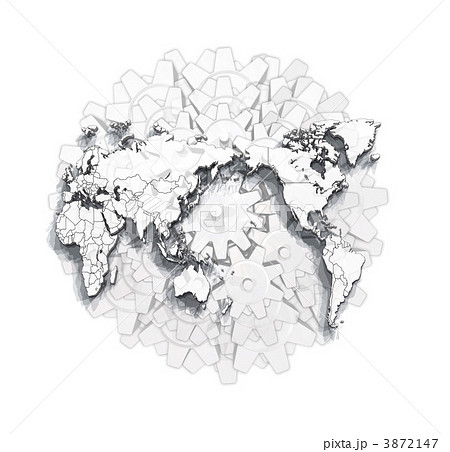 歯車・ギアと世界地図・白地図 3872147