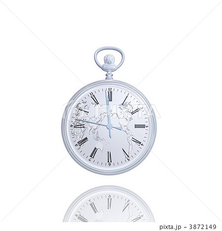 銀の世界時計 懐中時計のイラスト素材