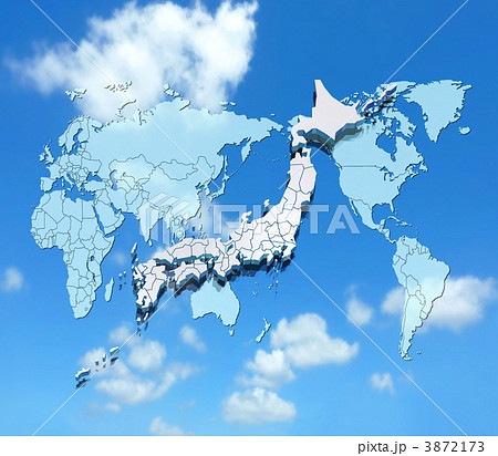 世界地図と日本地図のイラスト素材