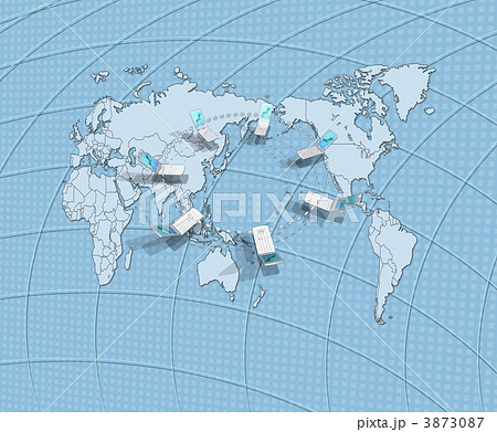 携帯電話 メールアドレス 世界地図のイラスト素材