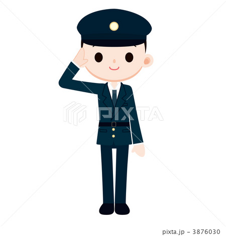敬礼をする男性警察官 敬礼をする男性警察官 3876030