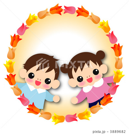 チューリップと子供 3889682