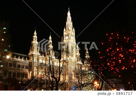 ウイーン市庁舎夜景　オーストリア 3891717