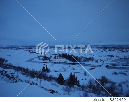 雪景色 北欧 ヨーロッパの写真素材