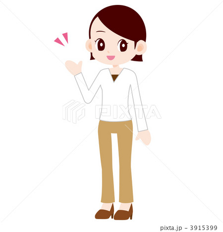 パンツをはいた女性 案内のイラスト素材