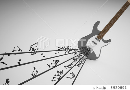 エレクトリックギター エレキギター 音符のイラスト素材