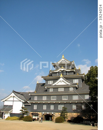 青空に聳える岡山城天守閣 3924054