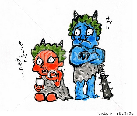 夫婦 鬼 手書きのイラスト素材