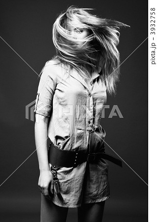 Black and white fashion portrait of young woman Black and white fashion portrait of young woman 3932758