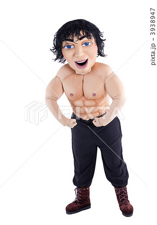 Man striptease mascot costume posing Man striptease mascot costume posing 3938947