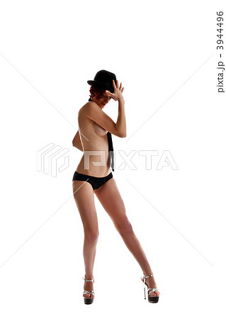 Tall sexy red woman dance striptease isolated Tall sexy red woman dance striptease isolated 3944496