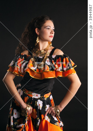 Young girl dance in gypsy costume 3944987